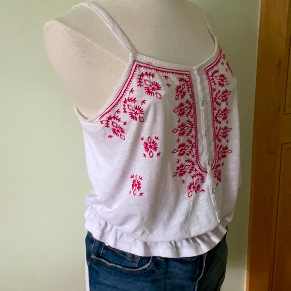 Garage White Sleeveless Camisole With Red Embroidery, Size L - Picture 6 of 10